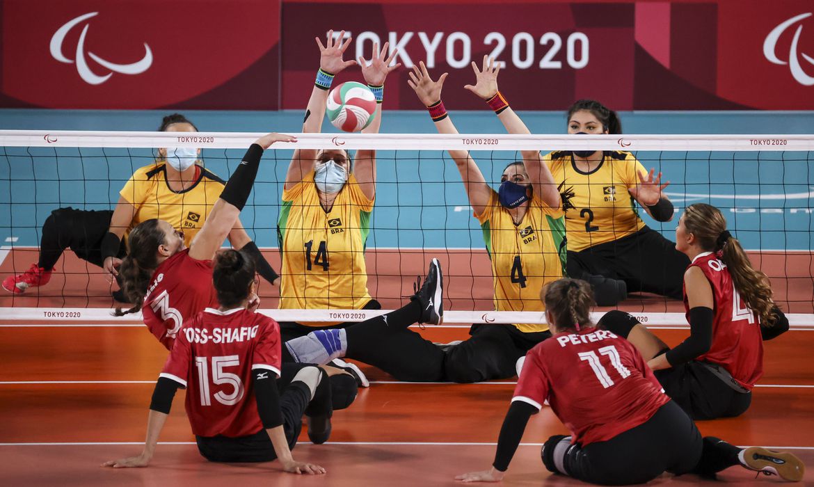 Seleção de Vôlei sentado conquista a medalha de bronze na Paraolímpiadas de Tokyo 2020 conta a Seleção do Canada. Foto:Rogério Capela/CPB