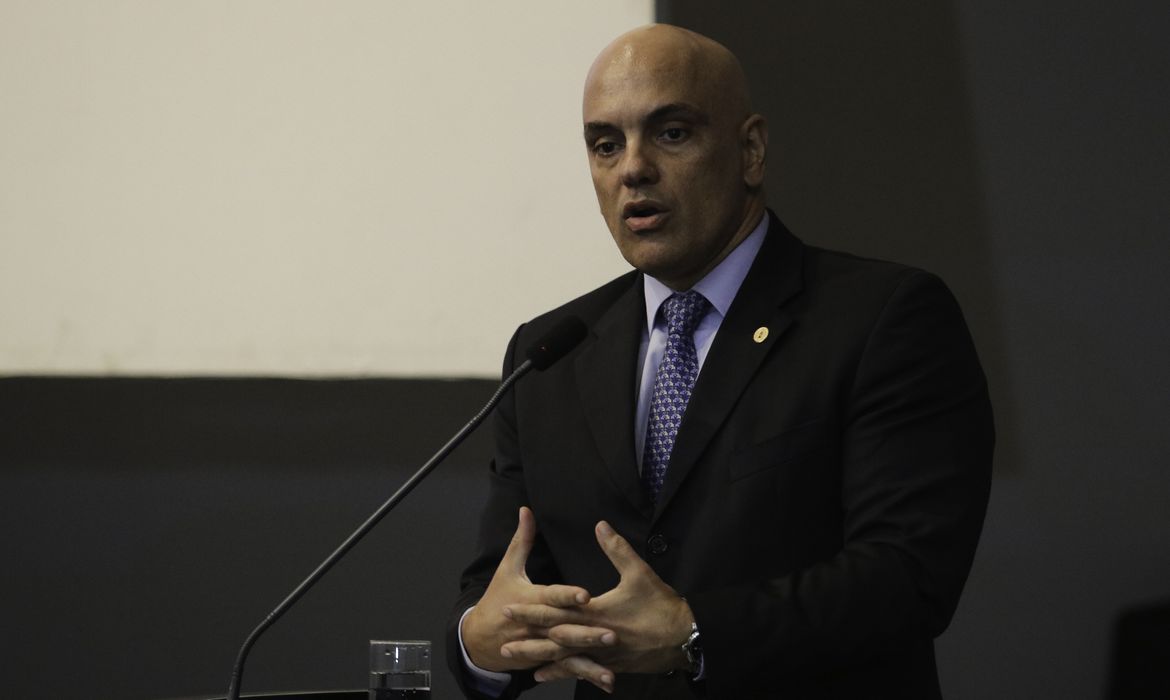 O ministro do STF Alexandre de Moraes durante abertura do Seminário Políticas Judiciárias e Segurança Pública, no Superior Tribunal de Justiça (STJ). Foto: Fabio Rodrigues Pozzebom