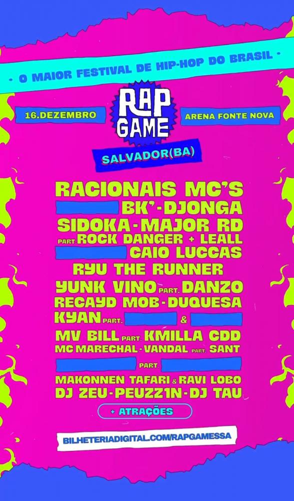 Festival Rap Game acontece neste sábado e reunirá os maiores nomes do hip-hop