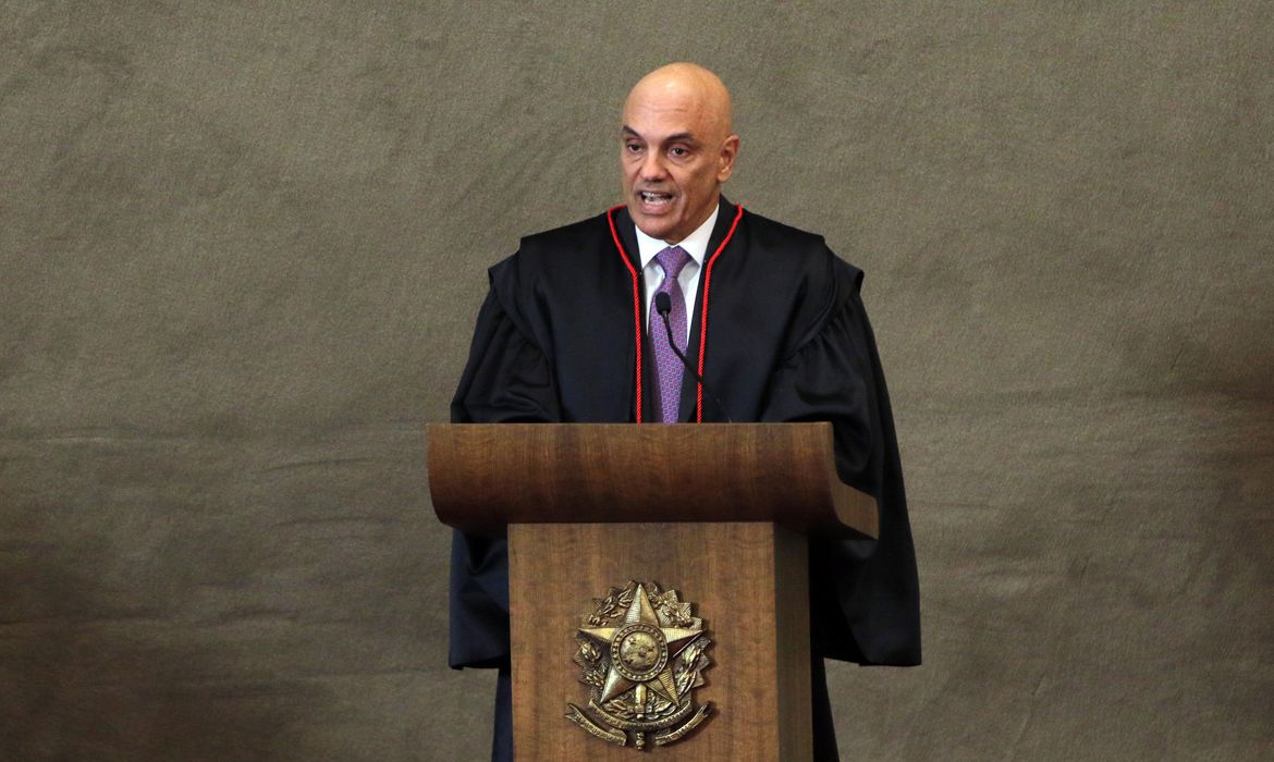 Presidente do TSE, ministro Alexandre de Moraes, durante a cerimônia de diplomaçãodo presidente eleito, Luiz Inácio Lula da Silva, e do vice, Geraldo Alckmin, na sede do TSE Foto: Fabio Rodrigues-Pozzebom