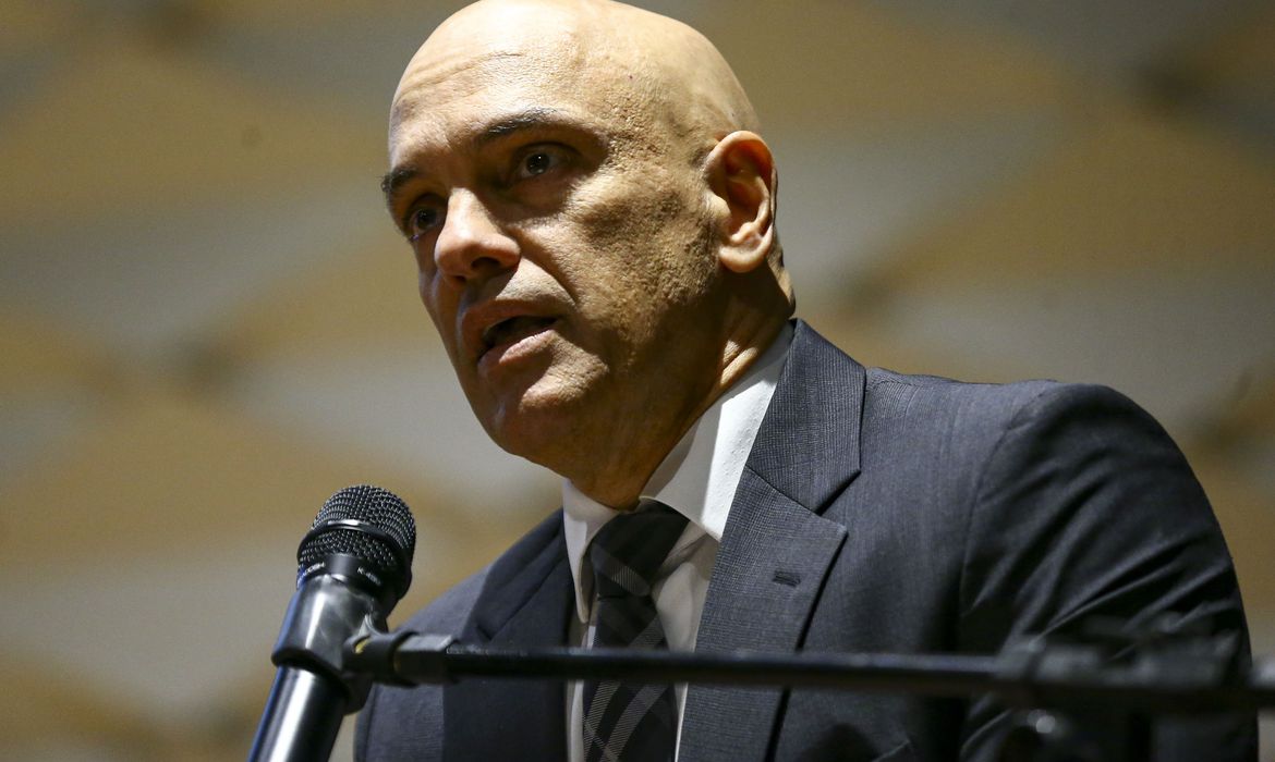 O presidente do TSE, Alexandre de Moraes, durante cerimônia de posse do diretor-geral da PF, na sede da corporação, em Brasília. Foto: Fabio Rodrigues-Pozzebom