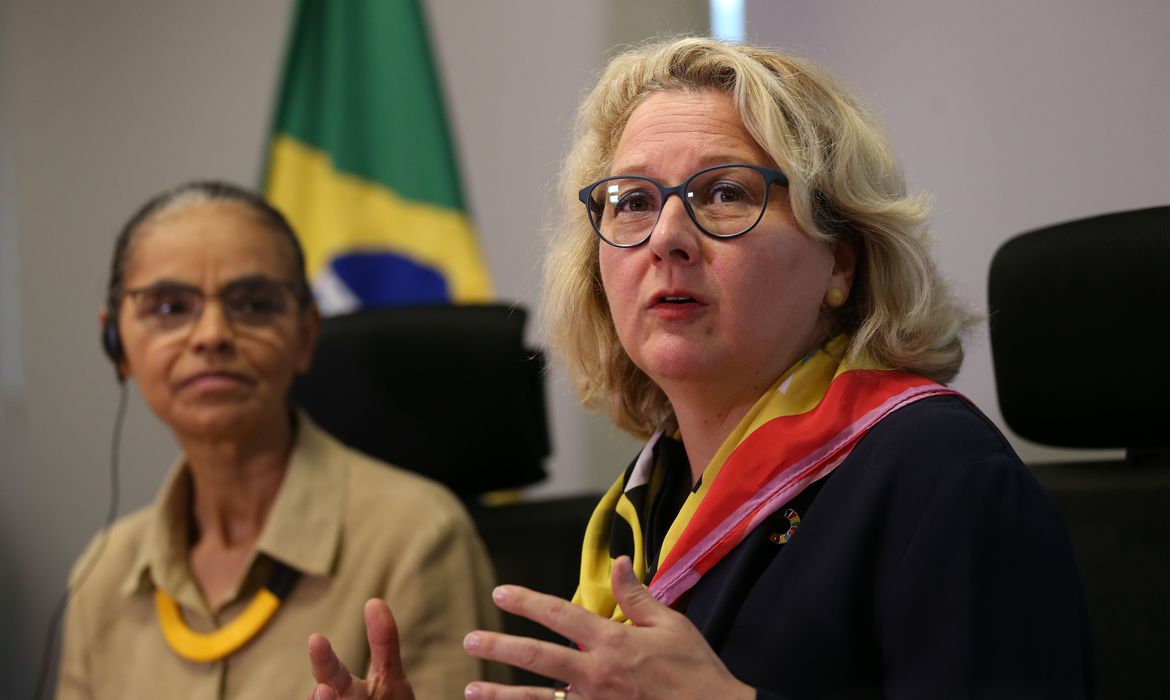 Entrevista coletiva da ministra do Meio Ambiente e Mudança do Clima, Marina Silva, e a ministra Federal da Cooperação Econômica e Desenvolvimento da Alemanha, Svenja Schulze. Foto: José Cr