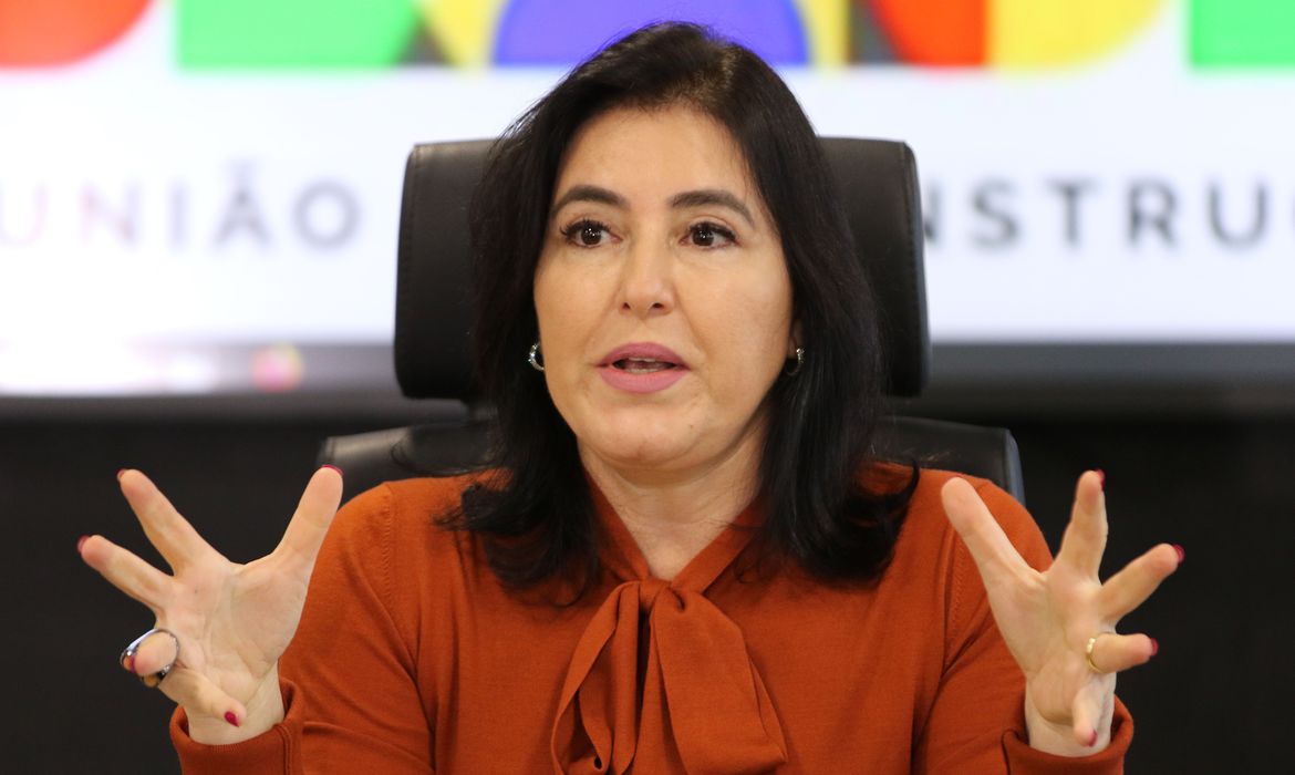 A ministra do Planejamento e Orçamento, Simone Tebet, faz anúncio do grupo de secretários da pasta. Foto: Fabio Rodrigues-Pozzebom