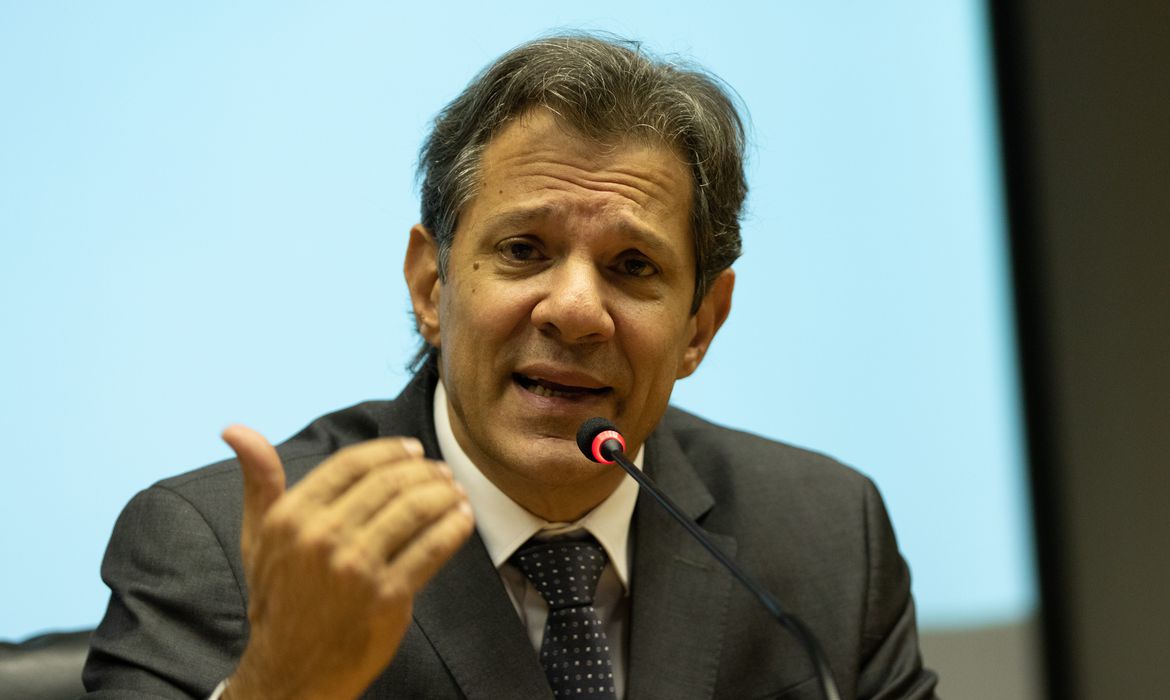 Brasília (DF) 28/02/2023 O ministro da Fazenda, Fernando Haddad, durante coletiva sobre reonaração de combustíveis Foto: Fábio Rodrigues-Pozzebom