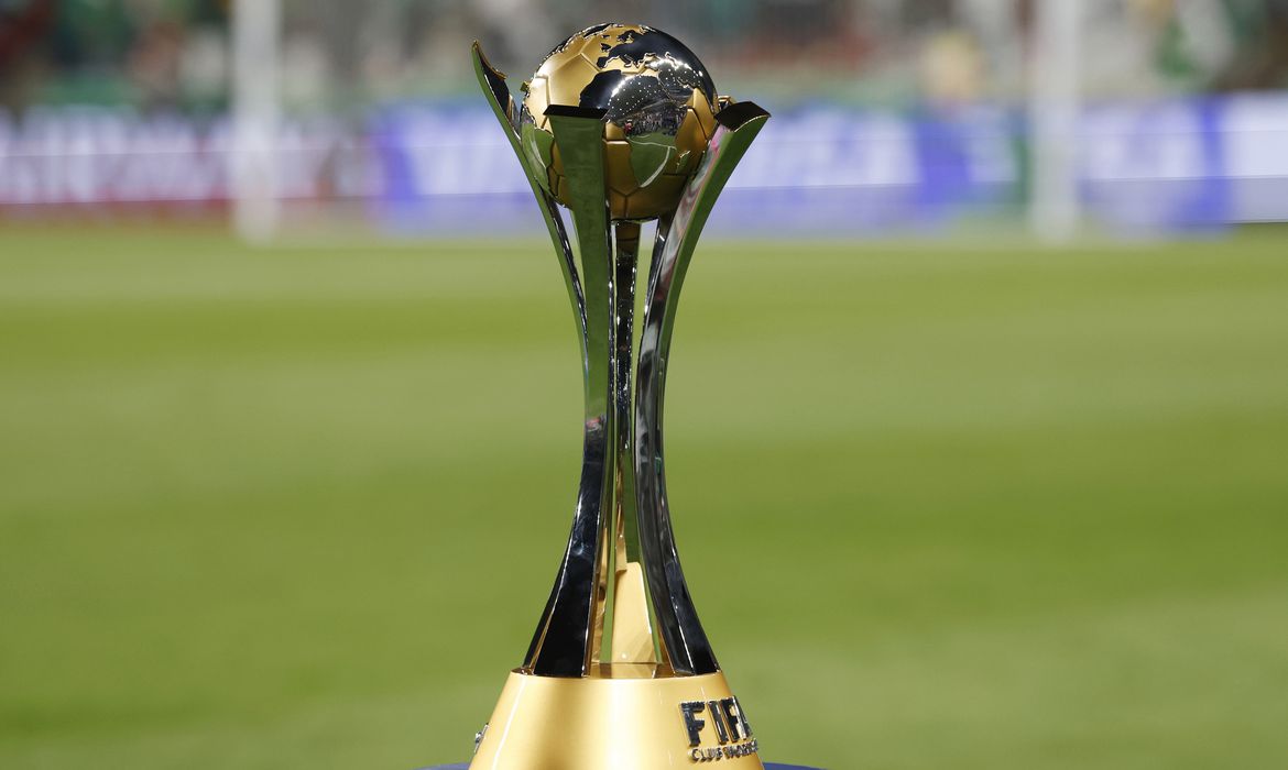 Soccer Football - Club World Cup - Final - Chelsea v Palmeiras - Mohammed Bin Zayed Stadium, Abu Dhabi, United Arab Emirates - February 12, 2022 General view of the Club World Cup trophy before the match REUTERS/Suhaib Salem
