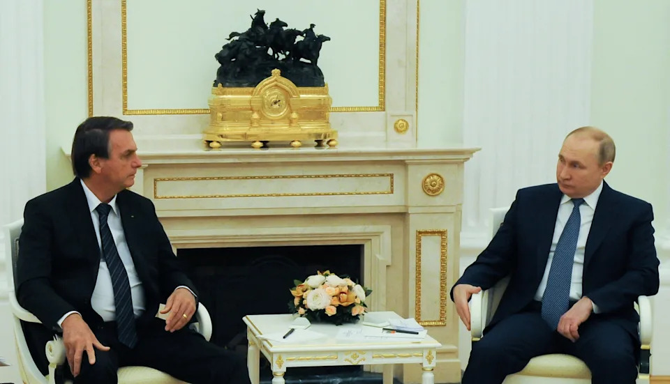 Jair Bolsonaro e Vladimir Putin se encontraram em Moscou nesta quarta-feira (16) Foto: Sputnik/Mikhail Klimentyev/Kremlin via REUTERS