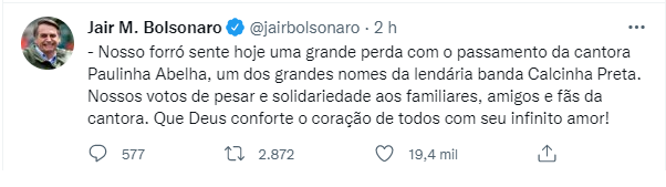 Presidente Jair Bolsonaro - Foto: Reprodução/Twitter