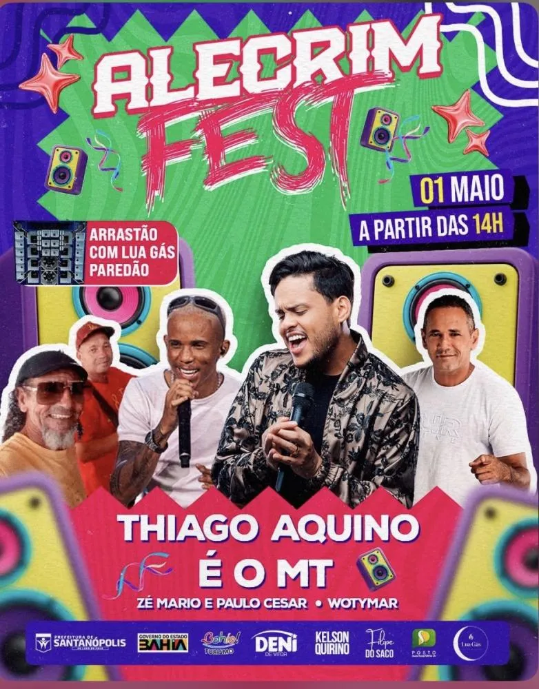 Santanópolis/Ba: Alecrim Fest cresce e confirma Thiago Aquino como atração no Dia do Trabalhador